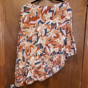 House of Harlow 1960 Asymmetrical Floral Skirt in Orange and White